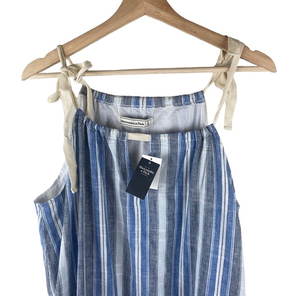 Abercrombie & Fitch Blue Stripe Linen Blend Shift Dress New - Picture 3 of 7